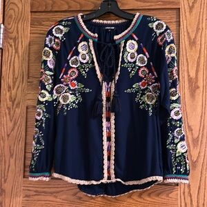 Love Sam small bohemian style floral embroidered top.